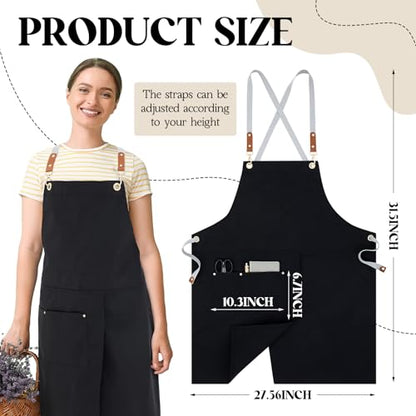 Crossback Pottery Apron Split Leg, Adjustable Straps - color: Black