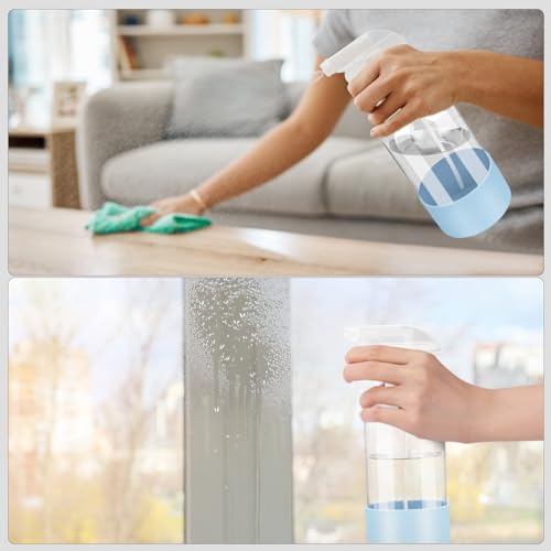 Glass Spray Bottles - 2 Pack 16 oz Clear Spray Bottles with Silicone Sleeve - color: Blue