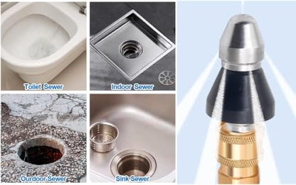 2 Sets Pressure Cleaning Machine - Sewer Nozzle Set, Front & Rear Nozzles, Stainless Steel 1/4" Quick Connector, 5000 PSI - color: back1/4-2