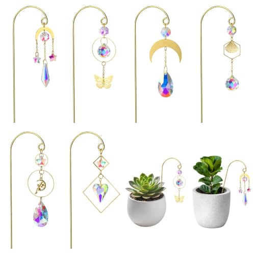 Crystal Suncatchers with Small Trellis for Potted Plants Accessories Indoor - color: Golden-1