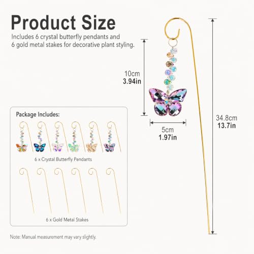 6 Pcs Butterfly Crystal Suncatcher Garden Stakes
