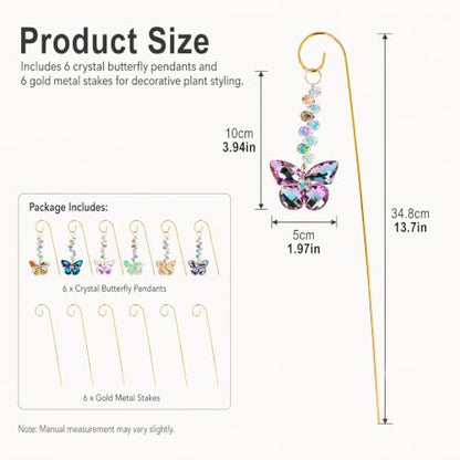 6 Pcs Butterfly Crystal Suncatcher Garden Stakes
