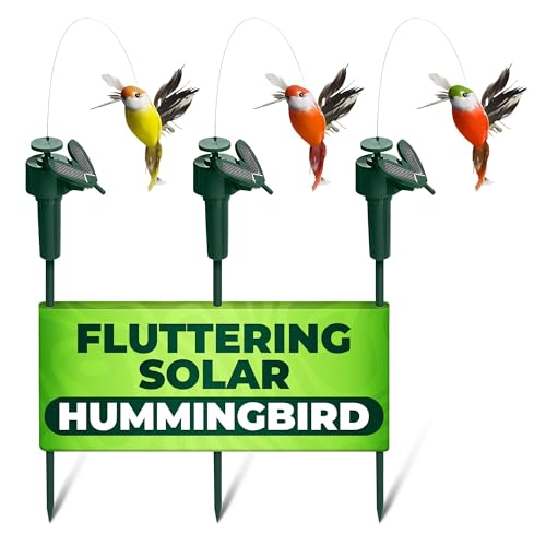 Solar Hummingbird Garden Stakes 3 Pcs, Fluttering Yard Decorations