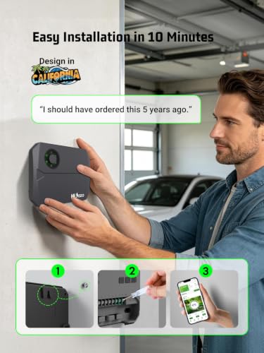 Smart Sprinklers Controller 2.4GHz WiFi, Irrigation Controller Easy Use App Enabled, 4 Zones + 16 Plans, Save Water Auto Skip Rain, Freeze & Wind, 10 Minutes Install - color: Deep Grey