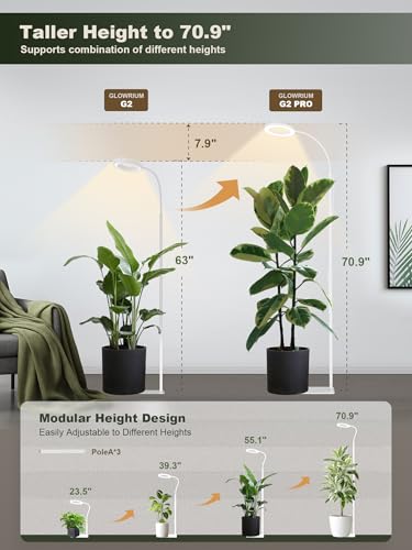 GLOWRIUM Tall Plant Grow Light for Indoor Plants, Full Spectrum Plant Light - color: White