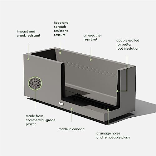 Veradek Block Series Long Box Planter - Rectangular Outdoor Planter - color: Gray, size: Large