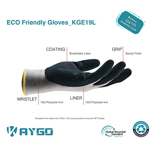 KAYGO Women's Work Gloves, Sandy Latex Grip, Breathable - color: Grey, size: X-Small