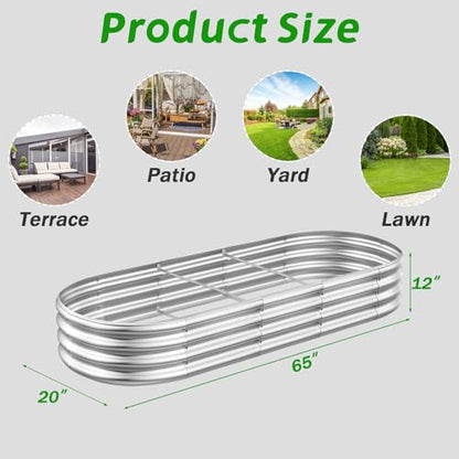 RAYKEEP 5x2x1 ft Galvanized Raised Garden Beds, Pack of 01 - Silver - color: 1pcs, size: 5x2x1 ft