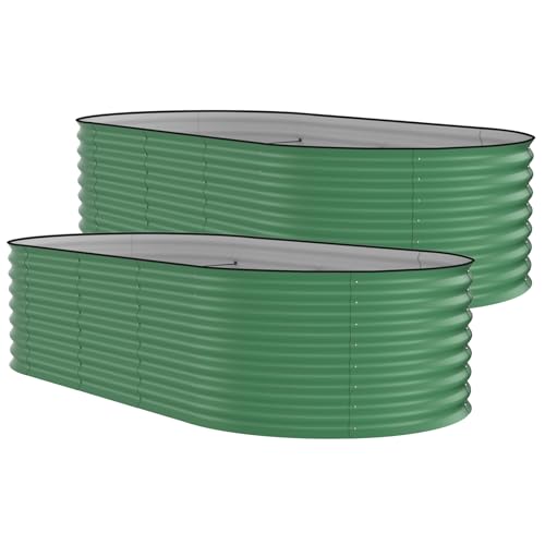 Garvee 8x4x2ft Galvanized Raised Garden Bed, Oval Outdoor Metal Planter Box