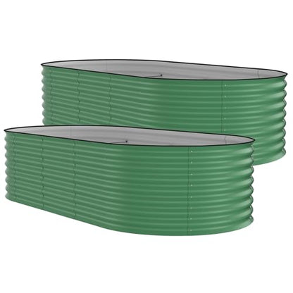 Garvee 8x4x2ft Galvanized Raised Garden Bed, Oval Outdoor Metal Planter Box