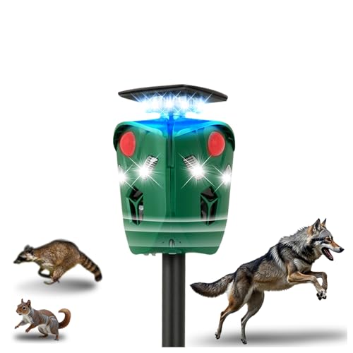 Solar Ultrasonic Animal Repeller - 360° Motion Sensor Cat Deterrent Outdoor - Waterproof Deer & Dog Repellent Device with USB Charging for Yard & Garden Protection