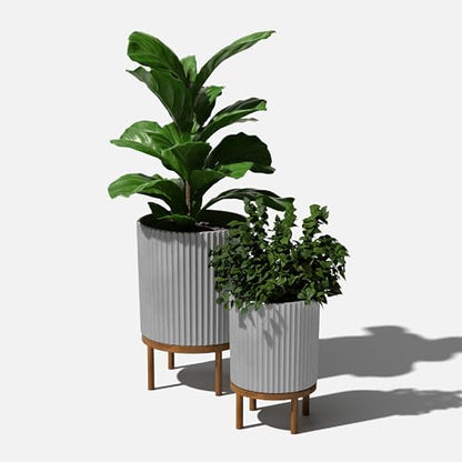 Veradek Demi Series Raised Duo Planters - Set of 2 Planters with Stands - color: Gray/Brown, size: Bundle