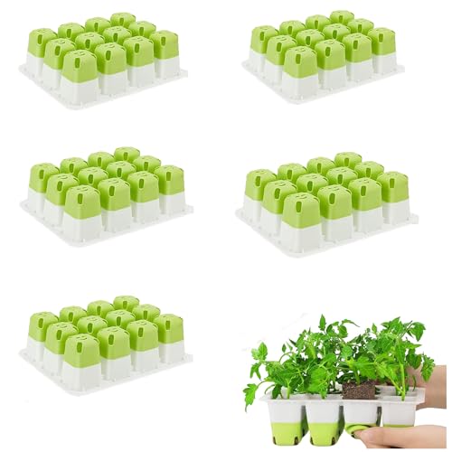5pcs Seed Starter Tray,60 Cells Silicone Seeding Starter with Pop-Out Cells - size: 5PCS Green