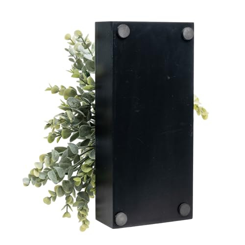 MyGift Artificial Grass Plant in Rectangular Wood Planter (Black, 10 Inch) - color: Black, size: 9.5 Inch