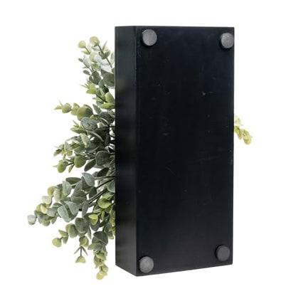 MyGift Artificial Grass Plant in Rectangular Wood Planter (Black, 10 Inch) - color: Black, size: 9.5 Inch