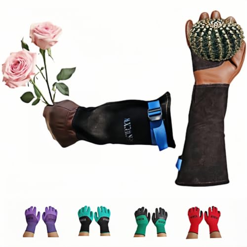 Cow Leather Adjustable Thorn Proof Gardening Gloves - color: Black, size: Small