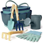 Gardening Set, Tool Kit, for Kids, STEM, Includes Tote Bag, Spade, Watering Can, Rake, Fork, Trowel and Gloves (Ocean Blue) - color: Ocean Blue