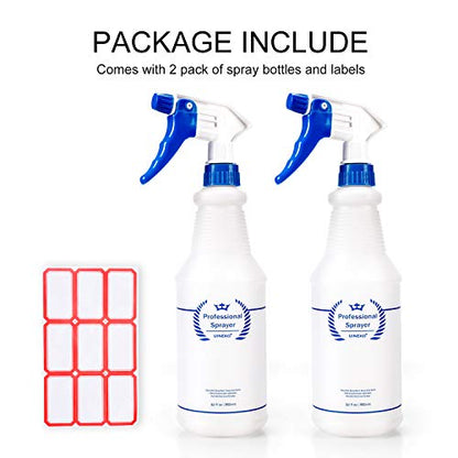 Plastic Spray Bottles 2 Pack, 32 Oz, Heavy Duty Sprayer, All-Purpose, Blue - color: Blue