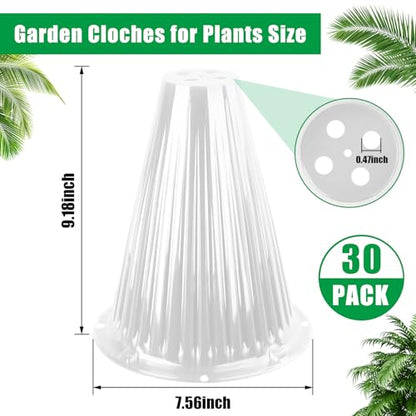 30 Pack Garden Cloches for Plants, Reusable Bell Plant Cover - color: Clear 30pc