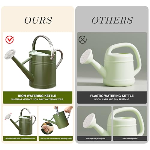 Metal Watering Can, 1 Gallon for Outdoor Garden Plants,EGreen - color: Emerald Green