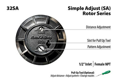 Rain Bird 32SA Gear Drive Rotor, Full Circle, 19-32 Feet - size: 19' - 32', style: 1-Pack