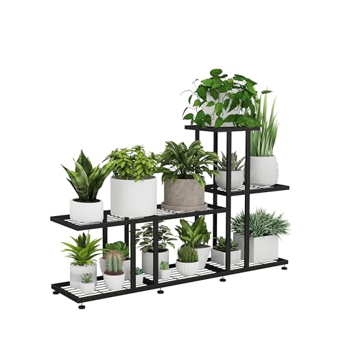 Corner Plant Stand Indoor Outdoor Plant Stands for Patio Black Metal Corner Plant Shelf 7 Tier Multiple Pots Planter Display Rack for Garden Office Living Room Decor,Heavy Duty & Thick (7-Tier) - size: 7-Tier