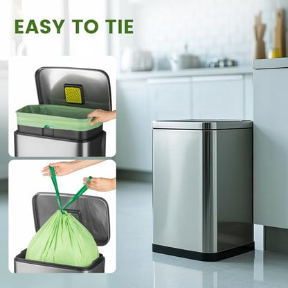 SUPERBIO 8 Gallon Compostable Drawstring Kitchen Waste Bags - style: 8 gallon,30 count