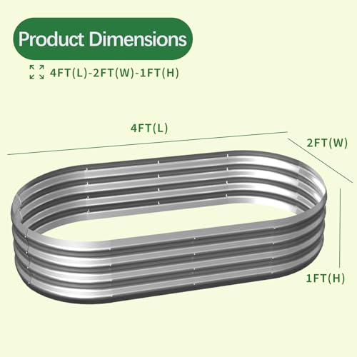Galvanized Garden Bed Kit for Vegetables/Herbs/Flowers, Outdoor Raised Planter Box, 2PCS 4x2x1 ft - size: 2PCS 4X2X1