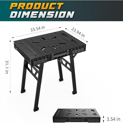 Portable Workbench, Folding Worktable, 1650lbs Capacity, Black - color: Black