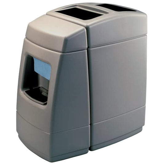 Compost Bin, 55 Gallon Charcoal Gray Rectangular Waste Container with Paper Towel Dispenser, Squeegee, and Windshield Wash Station, Outdoor Trash Can for Car Dealerships or Stations, Number 02 - color: Gray, size: 55 Gallon Rectangle