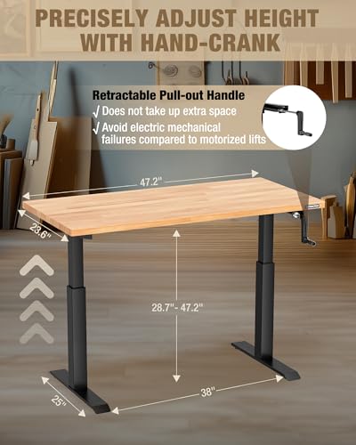 WORKPRO 47.2" x 23.6" Adjustable Workbench with Crank Handle, Rubber Wood - size: 3.93FT workbench