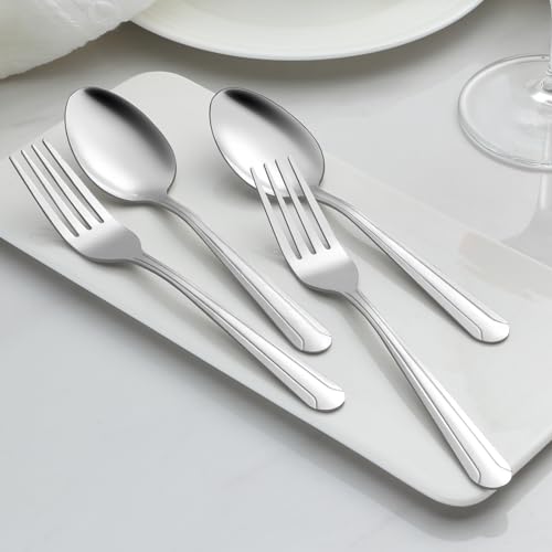 BEWOS 36-Piece Dinner Fork Set, 8.2-Inch Stainless Steel Silverware, Mirror Polished, Dishwasher Safe, For Home, Kitchen or Restaurant - size: 36 Pcs 8.2'' Dinner Fork