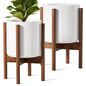 LE TAUCI Indoor Planter with Stand, 10 + 8 Inch, Set of 2, White