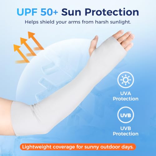 Arm Sleeves for Men Women PCM Cooling UPF 50+ Sun Protection UV Sleeves Thumb Holes Running Driving Fishing Golf - color: Black, size: Medium