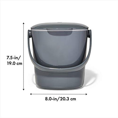 OXO Good Grips Easy-Clean Compost Bin, 0.75 Gal, Charcoal - color: Charcoal, size: 0.75 Gallon