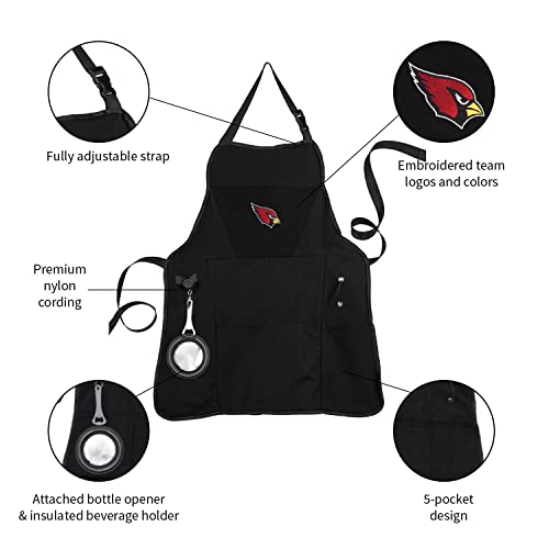 Team Sports America NFL Ultimate Grilling Apron with Bottle Opener and Insulated Beverage Holder, Adjustable Straps Men Women - color: Arizona Cardinals