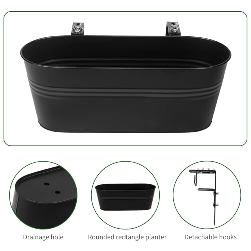 Railing Planter Box 16 Inch with Adjustable Brackets (4PCS)