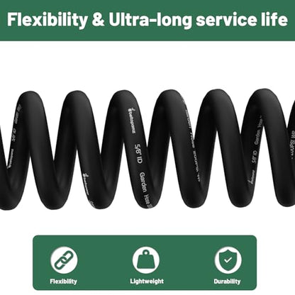 Short Garden Hose 3 ft x 5/8" Female to Female, Heavy Duty Small Water Hose Extender Connector, Leak-Free Connections Hybrid Rubber Leader Hose with 3/4" Double GHT Fittings, Black - size: 3ft Female to Female