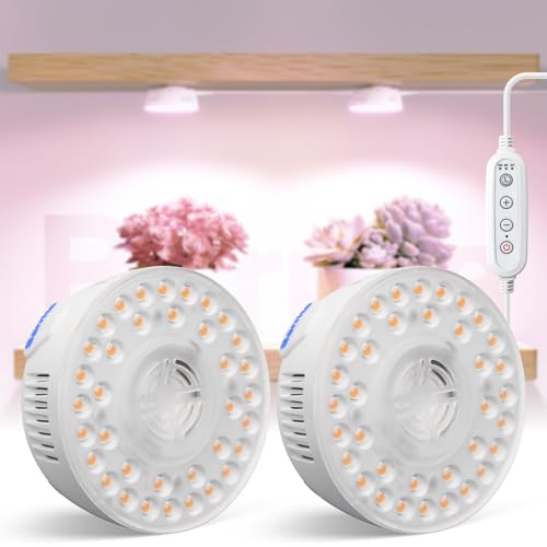 Barrina OG09 Puck Grow Light, 18W, Pinkish White, Timer, 2 Packs - color: Pinkish White-White Cover, size: 2 Packs with Timer