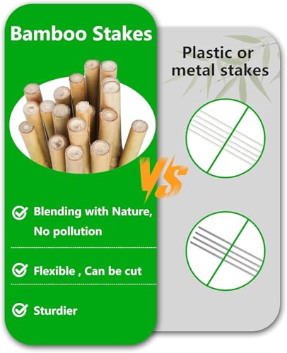 Natural Bamboo Plant Stake（Approx 5FT 50Pcs） Sturdy Bamboo Poles, Durable Plant Bamboo Stake, Garden Climbing Plant Bracket. - size: 4.8ft-50pcs