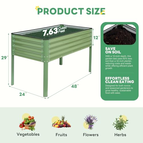 Elevated Raised Garden Bed Outdoor with Leg for Patio, 2' X 4', Green - style: Basic Green(No Casters, No Shelf)