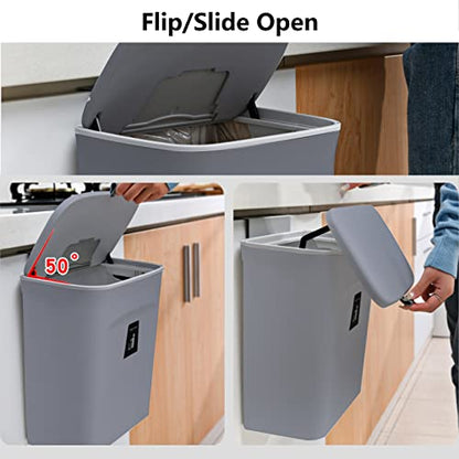 TOPROAD Kitchen Hanging Trash Can, 2.4 Gallon Wall Mount Bin with Lid