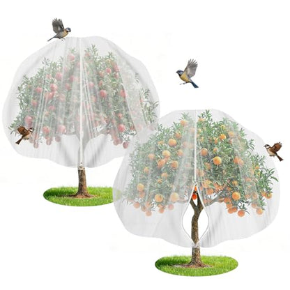 Ultra-Fine Mesh Garden Cover 2-Pack 6.56ft – White, Drawstring & Zipper for Pest Protection. - color: Fruit Tree Net_a