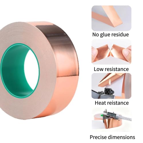 Double-Sided Conductive Copper Foil Tape 2" X 66Ft, 2 Mil，1-Pack - size: 1.97 Inch*2mil*65.6 FT