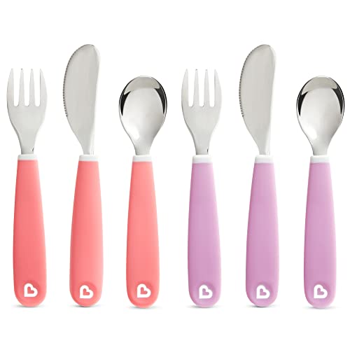Munchkin® Splash™ Toddler Fork, Knife and Spoon Utensil Set, 6 Pack, Pink/Purple - size: 6 Piece Set, style: Pink/Purple Utensils