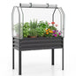 GIANTEX Raised Garden Bed with Legs & Greenhouse Cover, 44x22x60 Elevated Metal Planter Box with Roll-up Door, Outdoor Mini Greenhouse for Vegetable Flower Herb Patio Balcony (Black,1) - color: Black