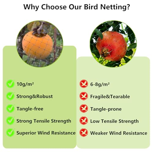 POYEE Bird Netting, 13x50FT Heavy Duty Garden Netting - size: 13 x 50 FT