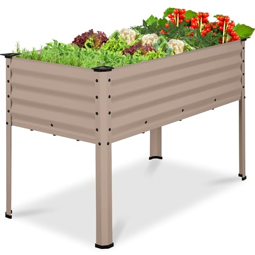 Best Choice Products 48x24x30in Galvanized Raised Garden Bed, Metal Elevated Planter Box, Vegetable Garden for Backyard, Patio, Balcony, 100% Non Toxic Materials - Taupe - color: Taupe, size: 48x24x30in