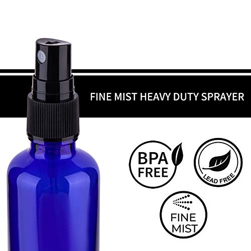 Hydior 2oz Glass Spray Bottles For Essential Oils, Blue, 3 Pack - color: Black Blue
