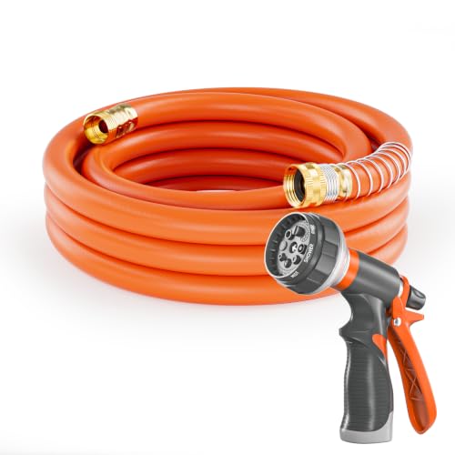 SPECILITE Garden Water Hose 25 ft x 3/4" for yard, Heavy Duty & Flexible - color: 3/4" Orange, size: 25FT
